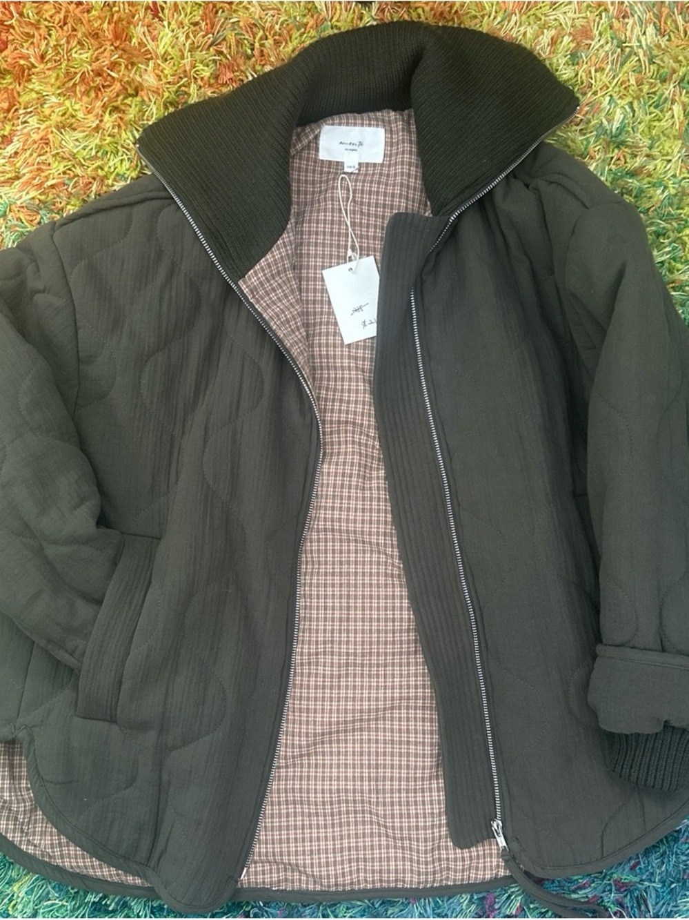 Women’s Dark Green Quilted Jacket - Relaxed Fit